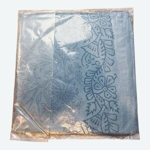 Raj Anthropologie 100% Cotton Scarf Blue Whimsy Floral Design Made In India NWT